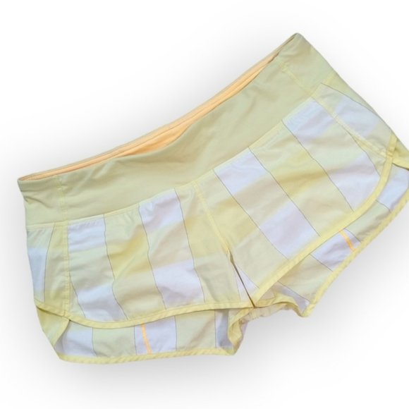 Lululemon women run shorts yellow gingham size 10 - Picture 5 of 9
